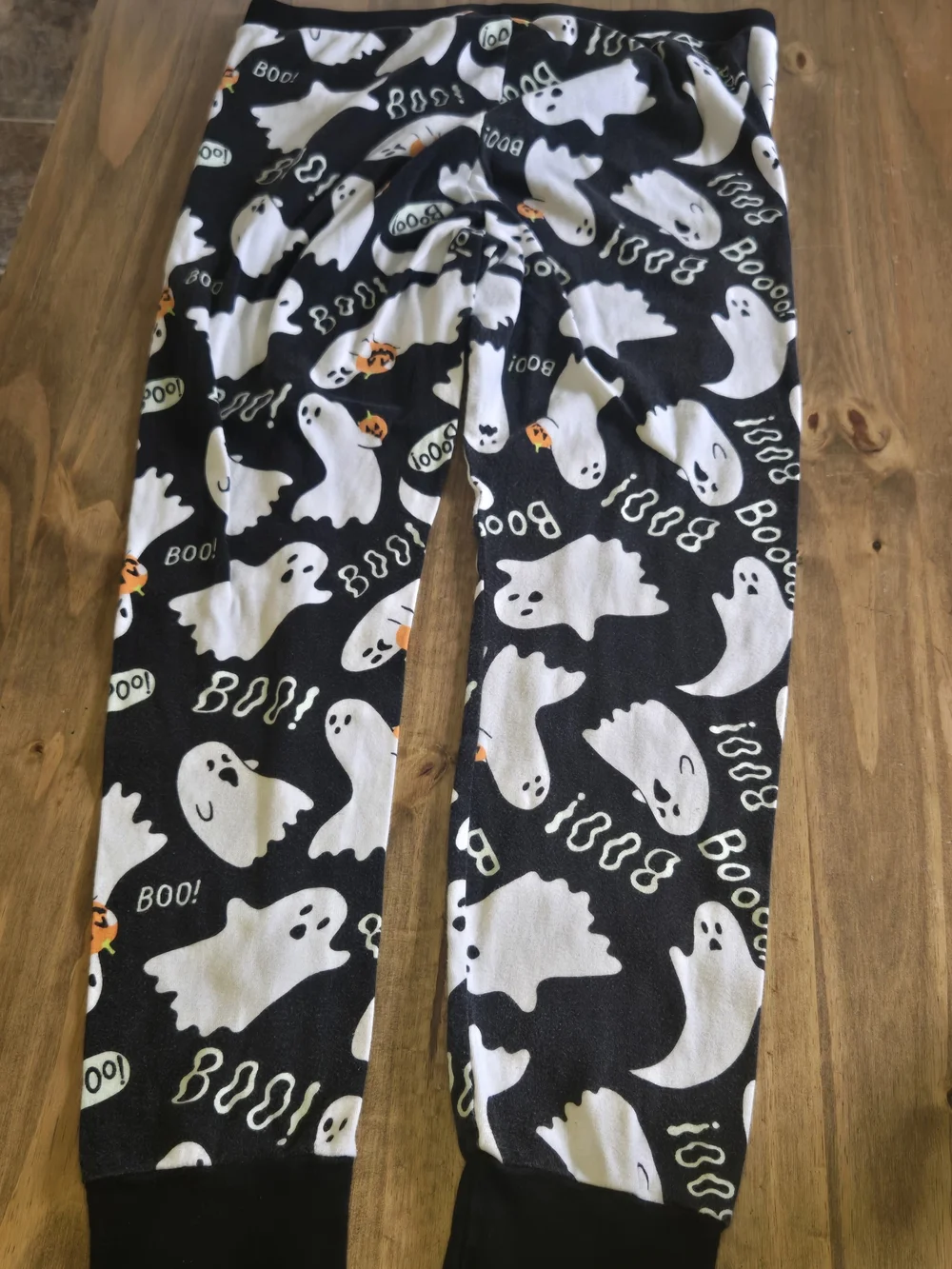 Old Navy Black Lounge Pants with White Ghost Print and Orange Accents